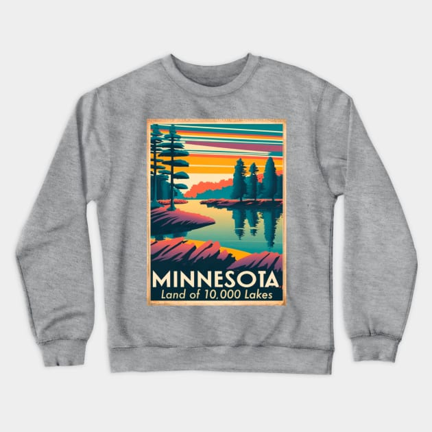 Minnesota Vintage Travel Poster Crewneck Sweatshirt by BlueLine Design